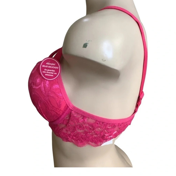 Massam Hot Pink Lace Padded Bra Made in Brazil New with Tags. Underwire Bra - Picture 2 of 8